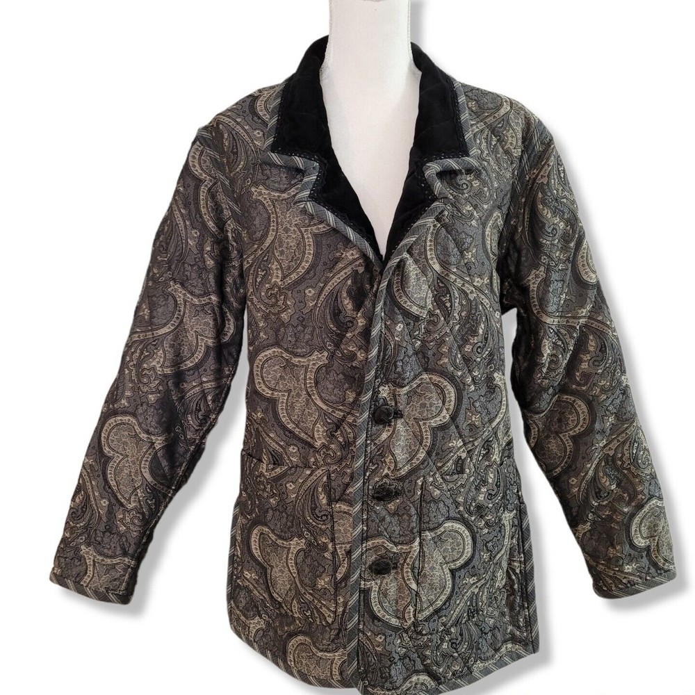 Koos of Course! Patterned Jacquard Quilted Reversible Jacket Womens Sz Small